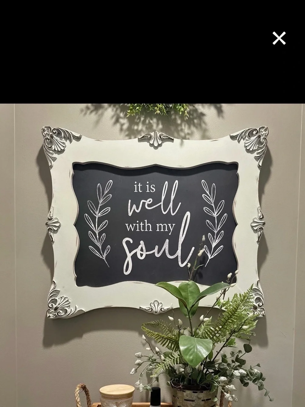 White Wood Framed Wall decor - 